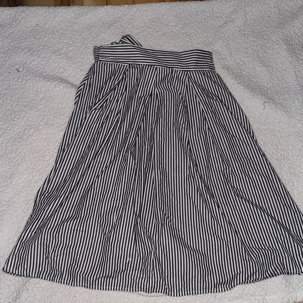 See You Monday Black and White Striped A-Line Skirt